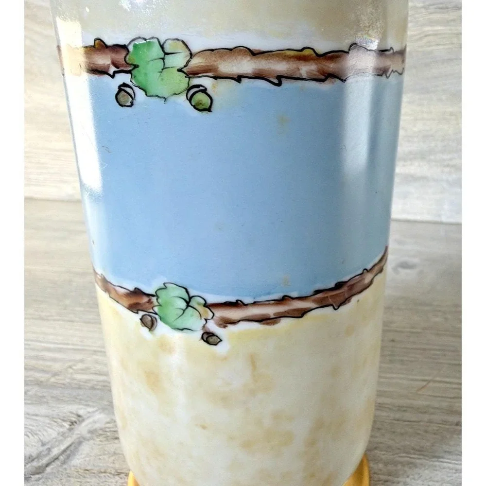 Antique 20'S Schonwald Vase PSAA Porcelain Arzberg Bavaria Blue Bird Pierced Rim